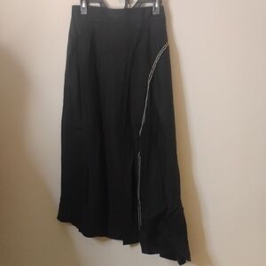 Jigsaw Asymmetrical Black Skirt with Subtle White Detail
